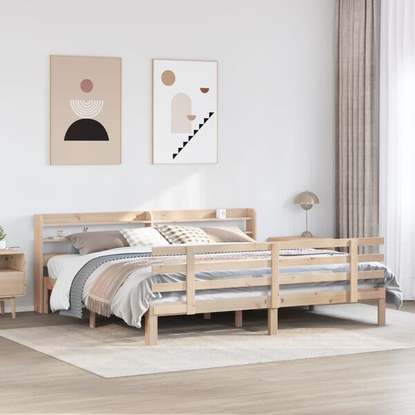 vidaXL Estructura de cama con cabecero madera maciza de pino 200x200cm