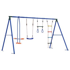 vidaXL Juego de Columpios Exterior Multicolor acero y PE