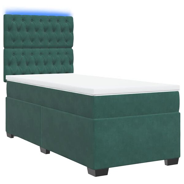 vidaXL Cama box spring con colch&oacute;n terciopelo verde oscuro 80x200 cm