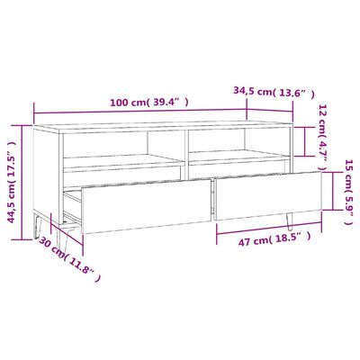 vidaXL Mueble de TV madera contrachapada roble ahumado 100x34,5x44,5cm