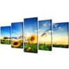 vidaXL Set decorativo de lienzos para la pared modelo girasoles, 200 x 100 cm