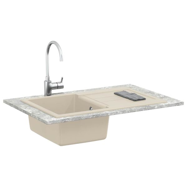 vidaXL Lavabo Beige 780 x 500 mm 80% Cuarzo y 20% Resina