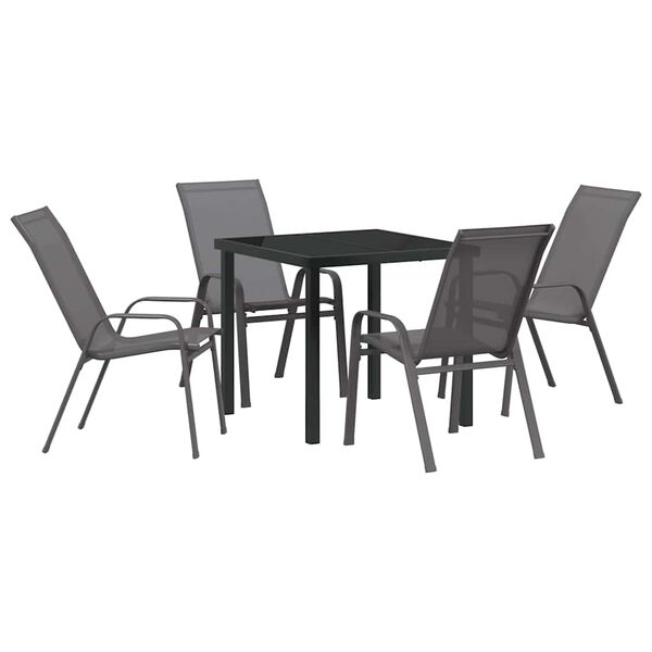 vidaXL Conjunto de Comedor de Jard&iacute;n 5 pcs Gris y Negro