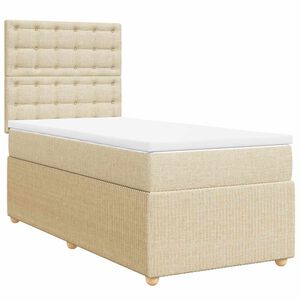vidaXL Cama box spring con colch&oacute;n tela color crema 80x200 cm