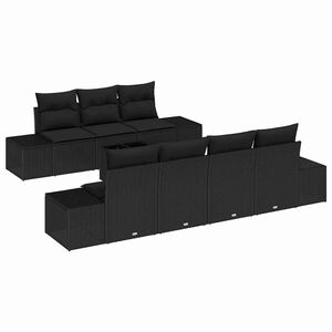 vidaXL Conjunto de sof&aacute; de jard&iacute;n 8 uds. Negro rat&aacute;n sint&eacute;tico
