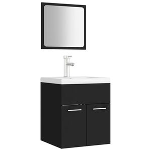 vidaXL Juego de muebles de ba&ntilde;o madera de ingenier&iacute;a negro