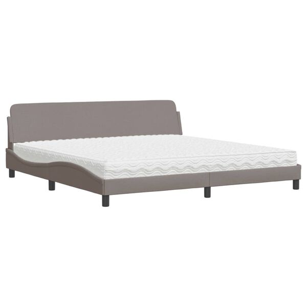vidaXL Cama con colch&oacute;n Dover tela gris taupe 200x200 cm