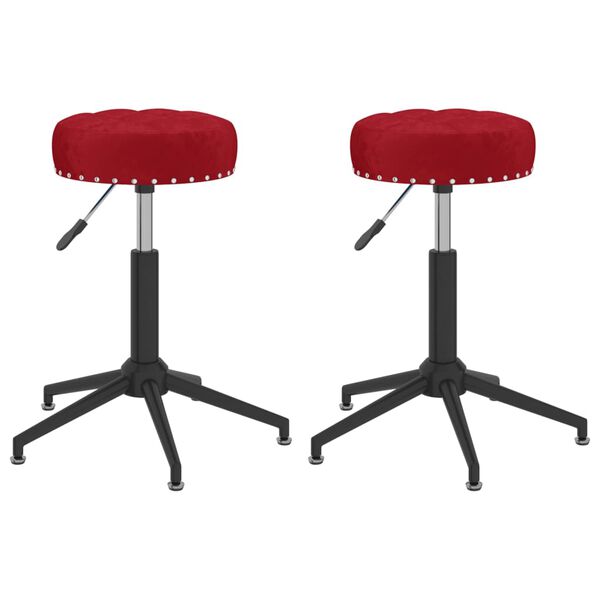vidaXL Sillas de comedor giratorias 2 uds terciopelo rojo vino tinto