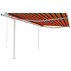 vidaXL Toldo retr&aacute;ctil autom&aacute;tico con postes naranja y marr&oacute;n 4x3,5 m