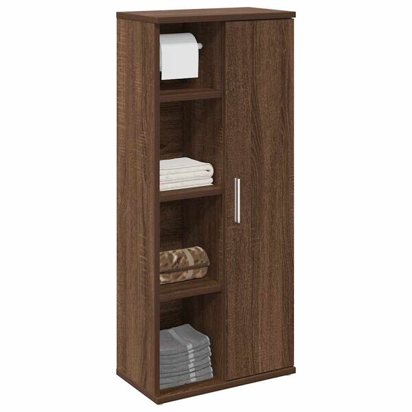 vidaXL Mueble de ba&ntilde;o con portarrollos roble marr&oacute;n 39x22x90 cm