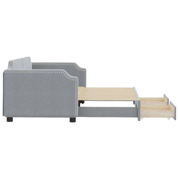 vidaXL Sof&aacute; cama nido con cajones tela gris claro 90x190 cm