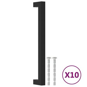 vidaXL Tiradores para armarios 10 uds acero inoxidable negro 192 mm