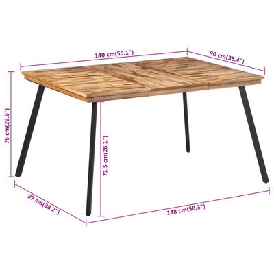 vidaXL Mesa de comedor madera maciza de teca 148x97x76 cm