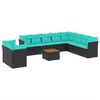 vidaXL Set de sof&aacute;s de jard&iacute;n 11 pzas y cojines rat&aacute;n sint&eacute;tico negro