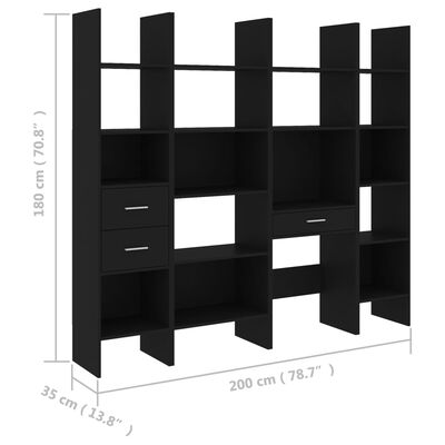 vidaXL Estantería librería 4 piezas madera de ingeniería negro