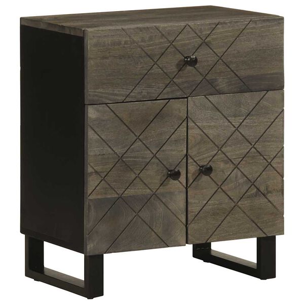 vidaXL Mesita de noche madera maciza de mango negra 50x33x60 cm