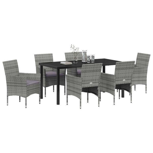 vidaXL Conjunto de Comedor de Jard&iacute;n 7 pcs Gris rat&aacute;n sint&eacute;tico