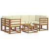 vidaXL Conjunto de sof&aacute;s de exterior con coj&iacute;n 7 pcs Natural y Crema