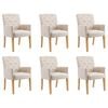 vidaXL Sillas de comedor con reposabrazos 6 unidades de tela beige
