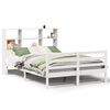 vidaXL Cama con estanter&iacute;a sin colch&oacute;n madera maciza blanca 160x200 cm