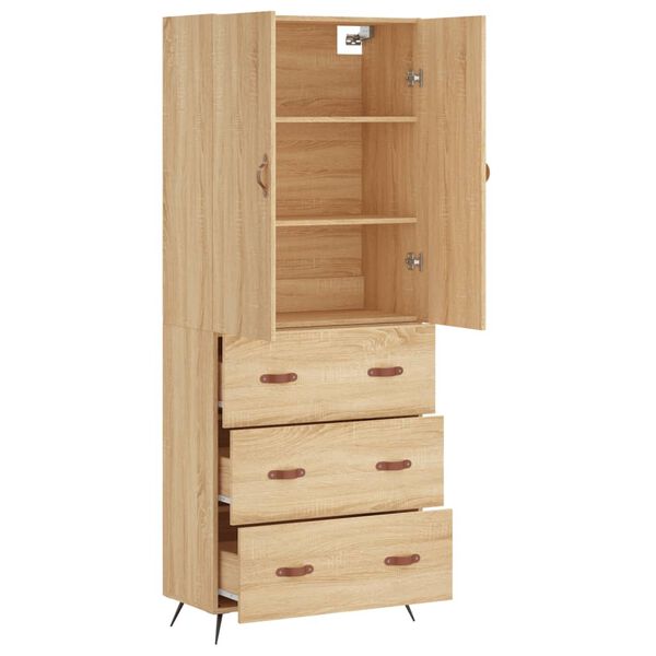 vidaXL Aparador alto madera contrachapada color roble 69,5x34x180 cm