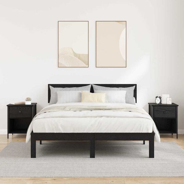 vidaXL Armario de Noche con caj&oacute;n 2 pcs Roble Negro 40 x 42 x 50 cm