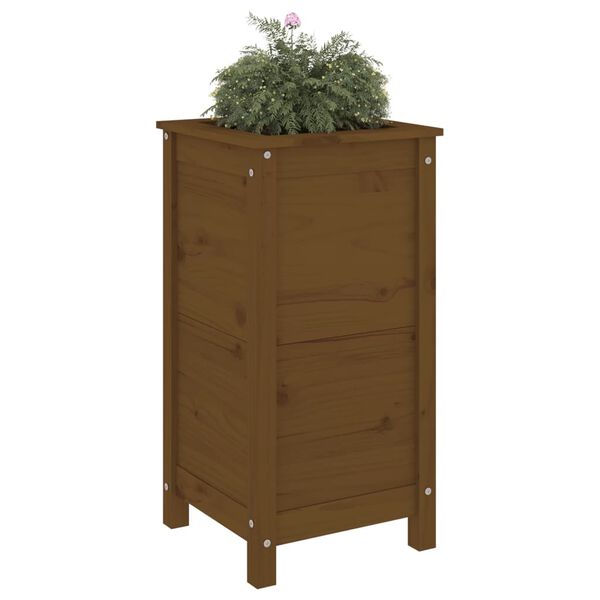 vidaXL Jardinera madera maciza de pino marrón miel 40x40x78 cm