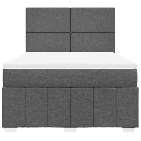 vidaXL Cama box spring con colch&oacute;n tela gris oscuro 140x200 cm