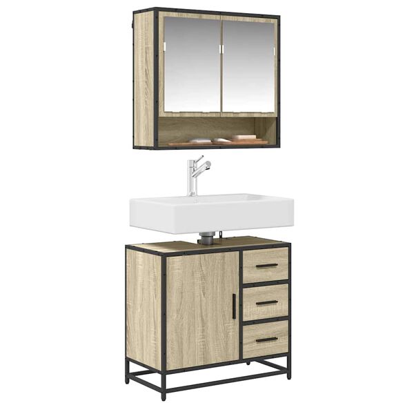 vidaXL Armario de lavabo de ba&ntilde;o madera roble Sonoma 65x33x60 cm