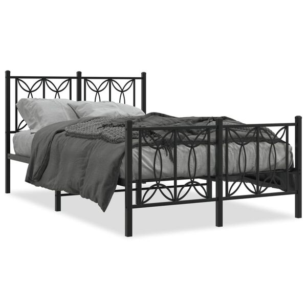 vidaXL Estructura cama sin colch&oacute;n con estribo metal negro 120x190 cm