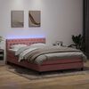 vidaXL Cama box spring con colch&oacute;n y LED terciopelo rosa 160x210 cm