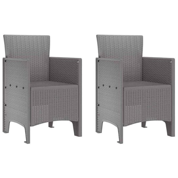 vidaXL Silla de Jardín 2 pcs Gris claro 53 x 49 x 85 cm PP