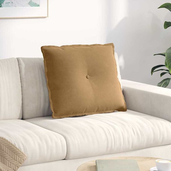 vidaXL Coj&iacute;n de Espalda Marr&oacute;n 60 x 50 cm Tela de pana