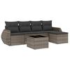 vidaXL Set de muebles de jard&iacute;n 6 pzas y cojines rat&aacute;n sint&eacute;tico gris