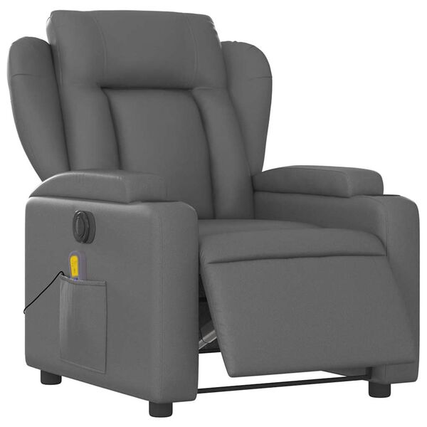 vidaXL Sillón de masaje reclinable eléctrico cuero sintético gris