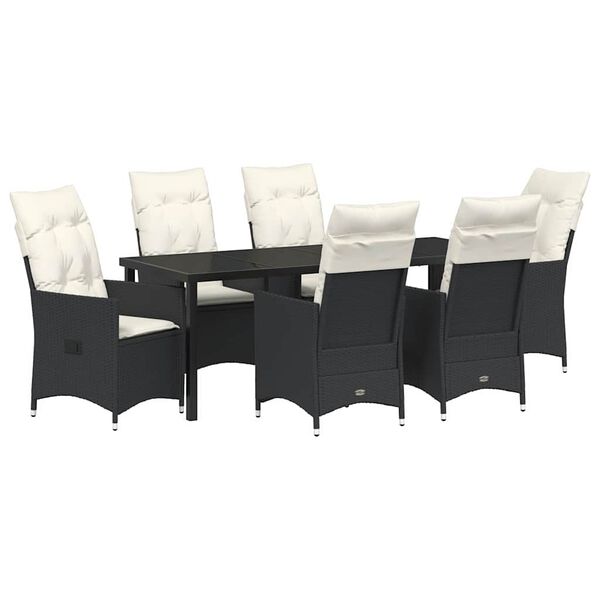 vidaXL Conjunto de Comedor de Jard&iacute;n 7 pcs Negro rat&aacute;n sint&eacute;tico