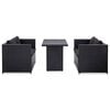 vidaXL Set de muebles de jard&iacute;n 3 pzas y cojines rat&aacute;n sint&eacute;tico negro