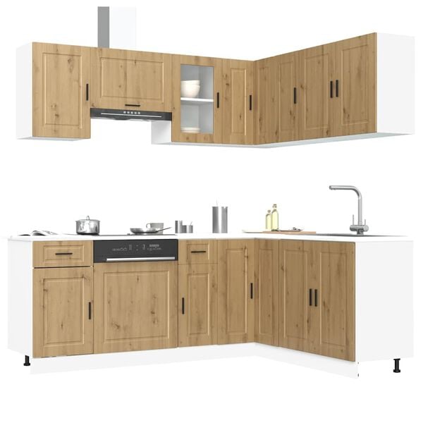 vidaXL Mueble de cocina Porto 11 piezas artesanal roble