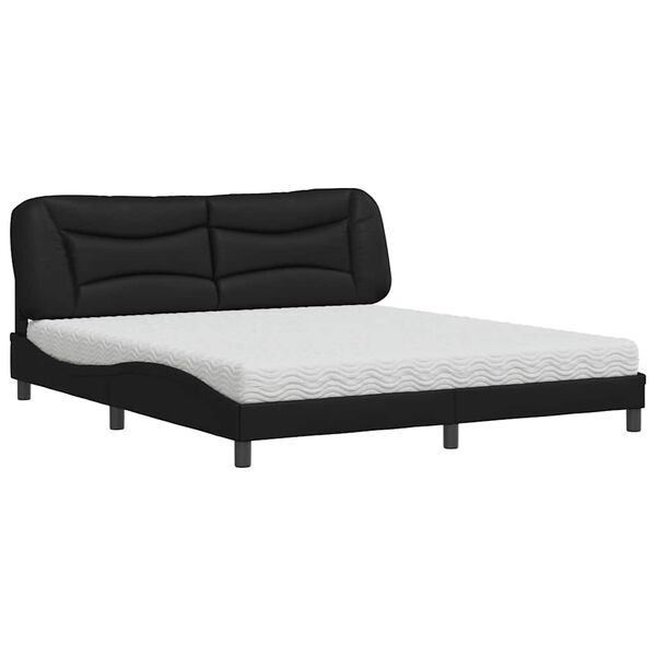 vidaXL Cama con colchón Hvar cuero sintético negro 180x200 cm