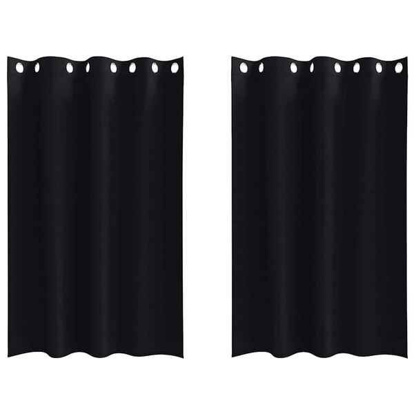 vidaXL Cortinas Opacas con Anillas 2 pcs Negro 175 x 140 cm Poli&eacute;ster