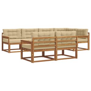 vidaXL Conjunto de sof&aacute;s de exterior con coj&iacute;n 7 pcs Natural y Beige