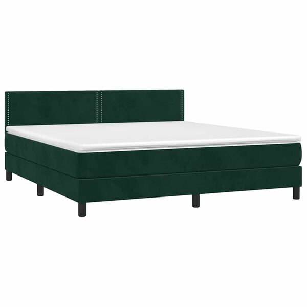 vidaXL Cama box spring con colch&oacute;n terciopelo verde oscuro 160x200 cm