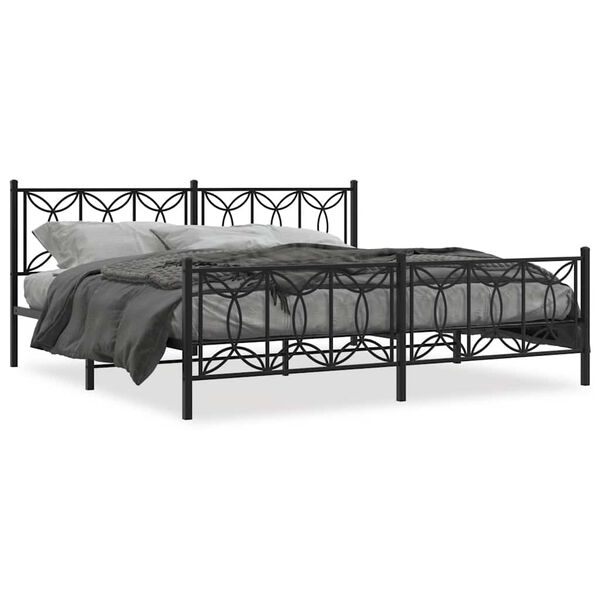 vidaXL Estructura cama sin colch&oacute;n con estribo metal negro 193x203 cm