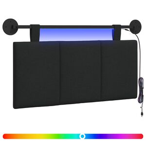 vidaXL Cabecero colgante Con luz LED Negro Tela