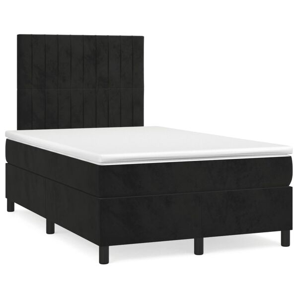 vidaXL Cama box spring con colch&oacute;n y LED terciopelo negro 120x190 cm