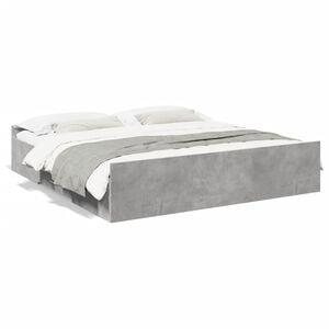 vidaXL Cama con cajones madera ingenier&iacute;a gris hormig&oacute;n 200x200 cm