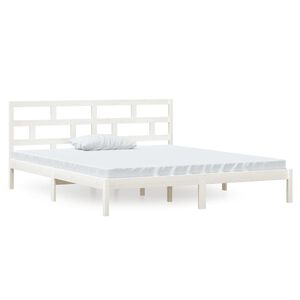 vidaXL Estructura de cama doble de madera maciza blanco 135x190 cm