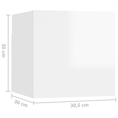 vidaXL Muebles de salón de pared 2 uds blanco brillo 30,5x30x30 cm