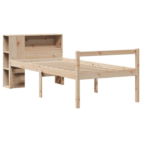 vidaXL Cama con estantería sin colchón madera maciza de pino 90x190 cm