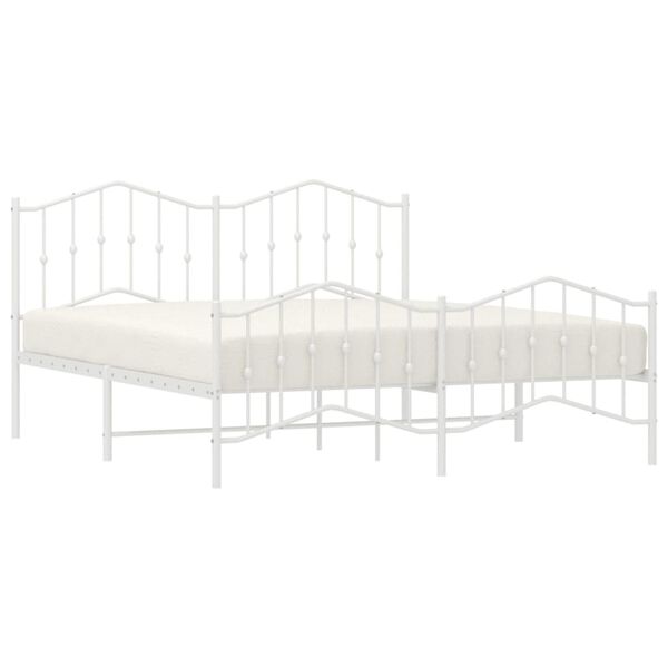 vidaXL Estructura cama sin colch&oacute;n con estribo metal blanco 160x200 cm